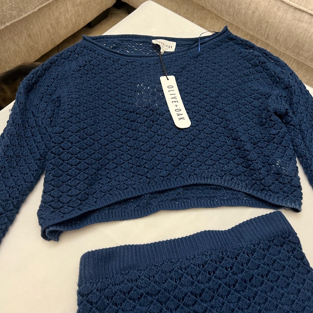 Olive & Oak Deep Blue Textured Knit Set